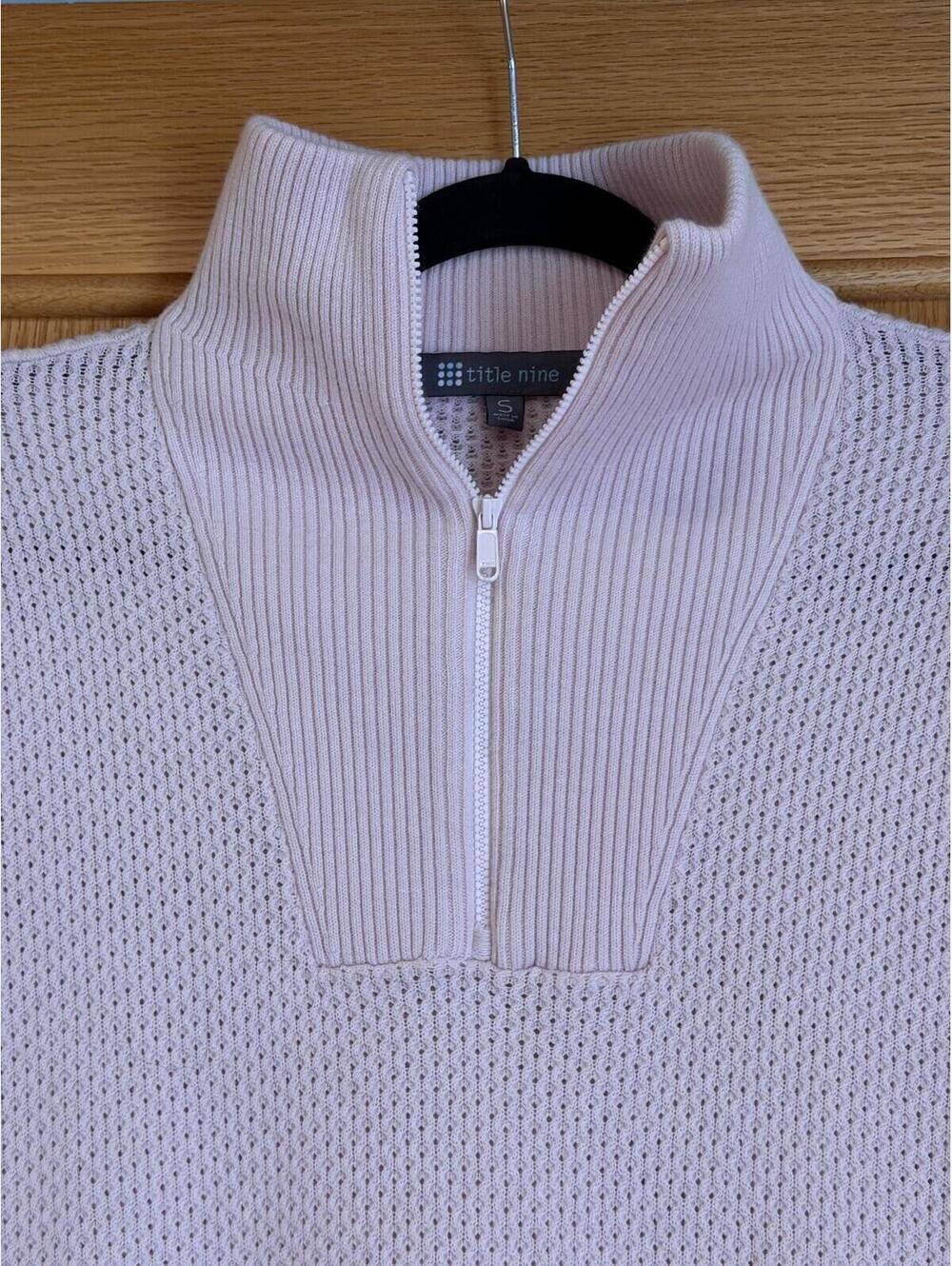 Title Nine Women's Light Pink Merino Wool Blend Half-Zip Sweater, Size Small - Picture 4 of 5